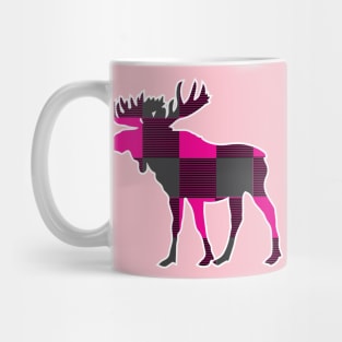 Pink Plaid Moose Mug